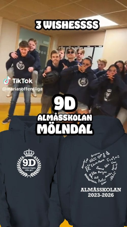Klass med klasströjor och ryggtryck